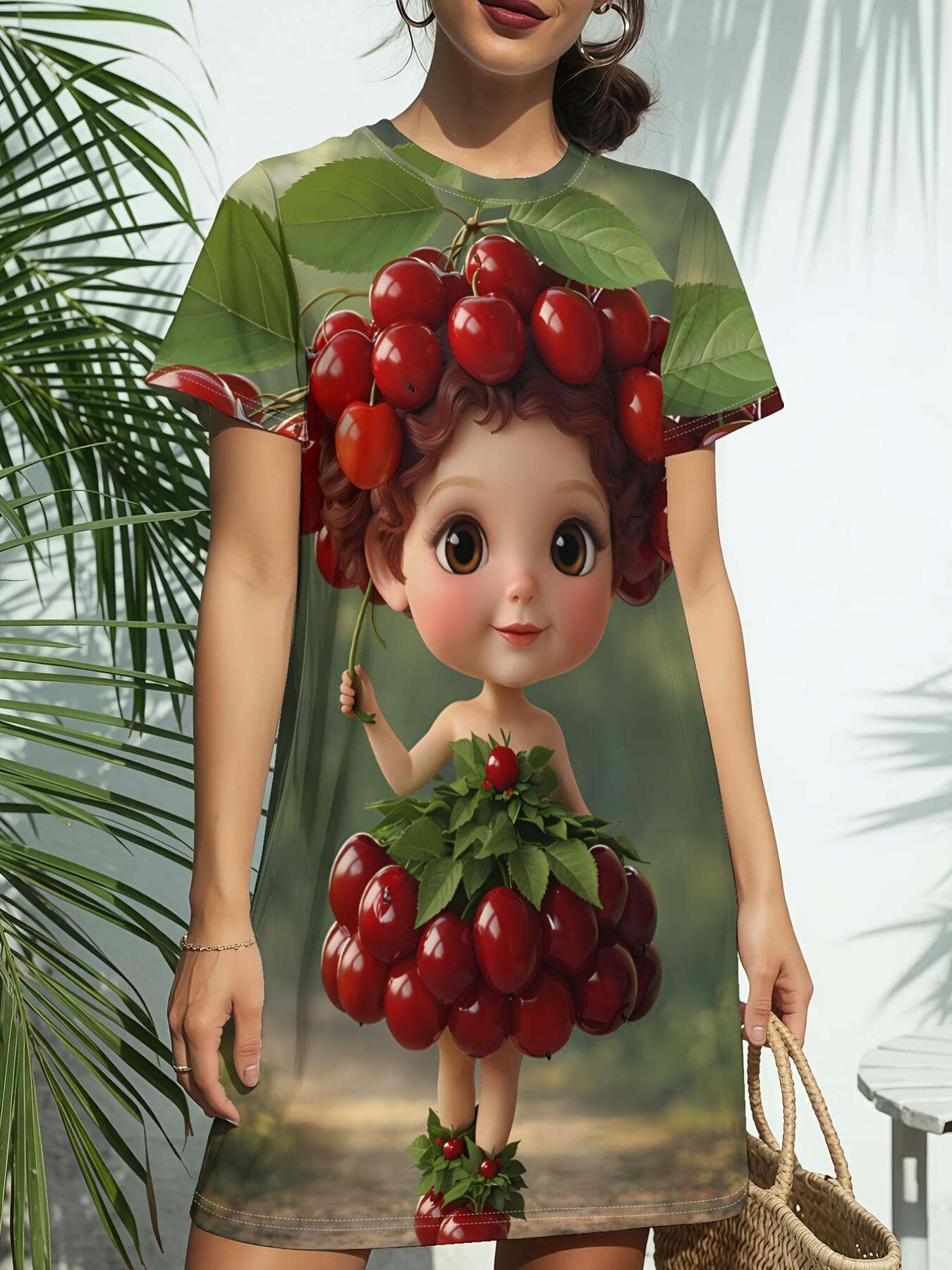 Women s Short-Sleeve T-Shirt Dress with Berry Print - Round Neck Casual Dress Suitable for Spring Summer Outfits. Birthday Gifts. Daily Wear ; Layerin 7XL дубильная кора
Women s Short-Sleeve T-Shirt Dress with Berry Print - Round Neck Casual Dress Suitable for Spring Summer Outfits. Birthday Gifts. Daily Wear ; Layerin 7XL дубильная кора