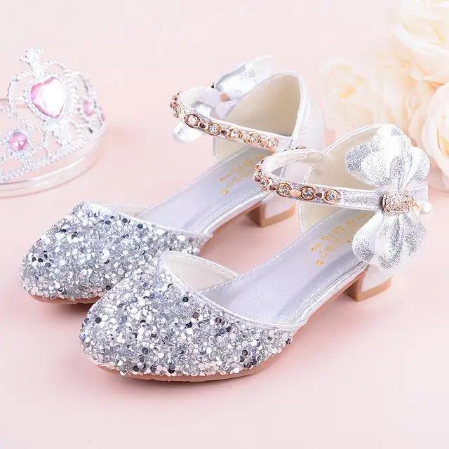 Girls Bow-knot Princess Shoes With High-heeled, Kids Glitter Dance Performance Summer Shoes, Purple , Pink & Silver 26-38 36
Girls Bow-knot Princess Shoes With High-heeled, Kids Glitter Dance Performance Summer Shoes, Purple , Pink & Silver 26-38 36