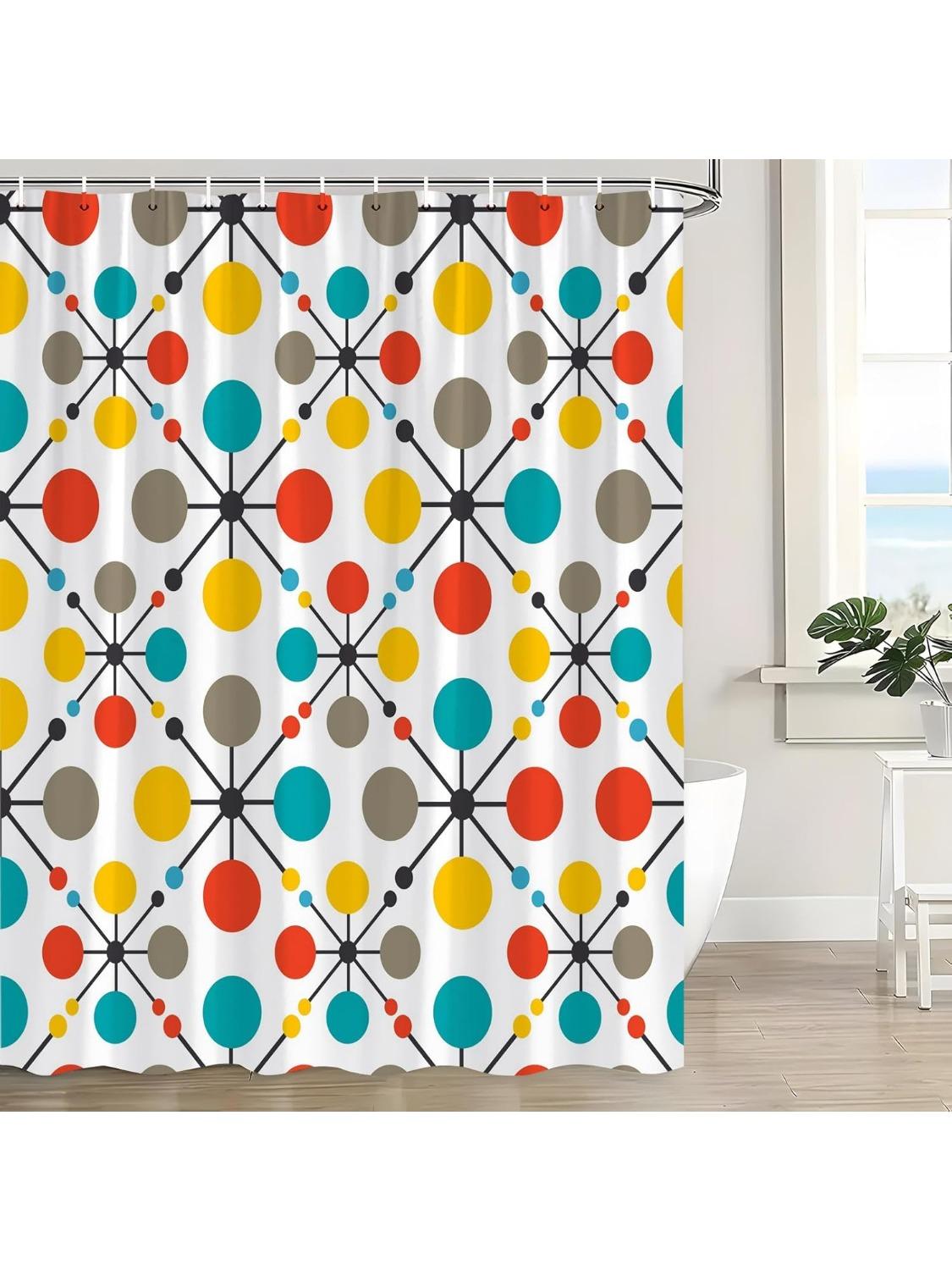 Mid Century Modern Shower Curtain Atomic Retro Colors Graphic Teal Orange Geometric Colorful Polka Dots Stripe Vintage W60H190(CM)-1 Pcs
Mid Century Modern Shower Curtain Atomic Retro Colors Graphic Teal Orange Geometric Colorful Polka Dots Stripe Vintage W60H190(CM)-1 Pcs