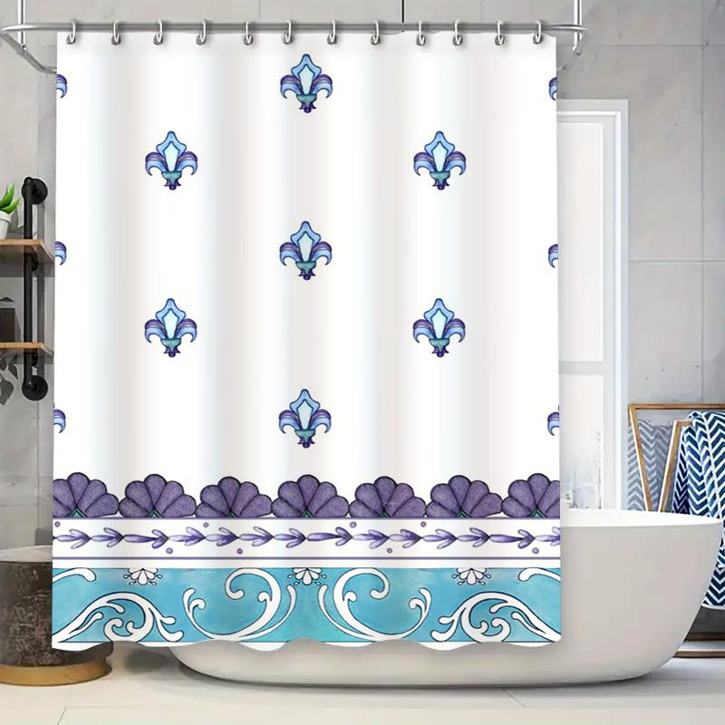 Modern Blue White Printed Shower Curtain With Fleur-De-Lis Pattern For Bathroom Decorations 72X78 Inches W60H190(CM)-1 Pcs
Modern Blue White Printed Shower Curtain With Fleur-De-Lis Pattern For Bathroom Decorations 72X78 Inches W60H190(CM)-1 Pcs