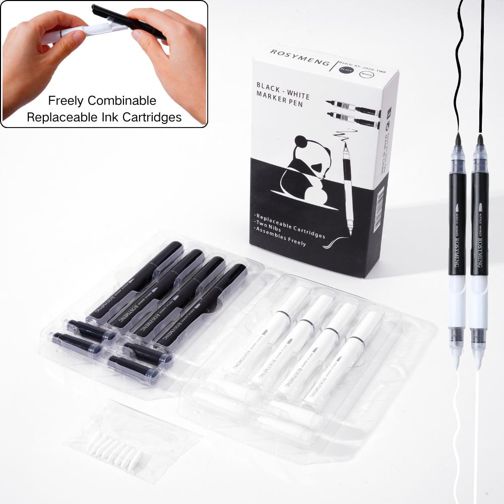 Black & White Double-Ended Waterproof Acrylic Marker - Soft-Tip, Liquid Ink, Ideal for Art on Black Paper
Black & White Double-Ended Waterproof Acrylic Marker - Soft-Tip, Liquid Ink, Ideal for Art on Black Paper