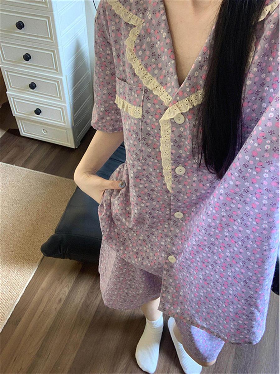 Purple floral small fragrant pajamas women s summer lace short-sleeved shorts two-piece set women s casual loungewear XXL
Purple floral small fragrant pajamas women s summer lace short-sleeved shorts two-piece set women s casual loungewear XXL