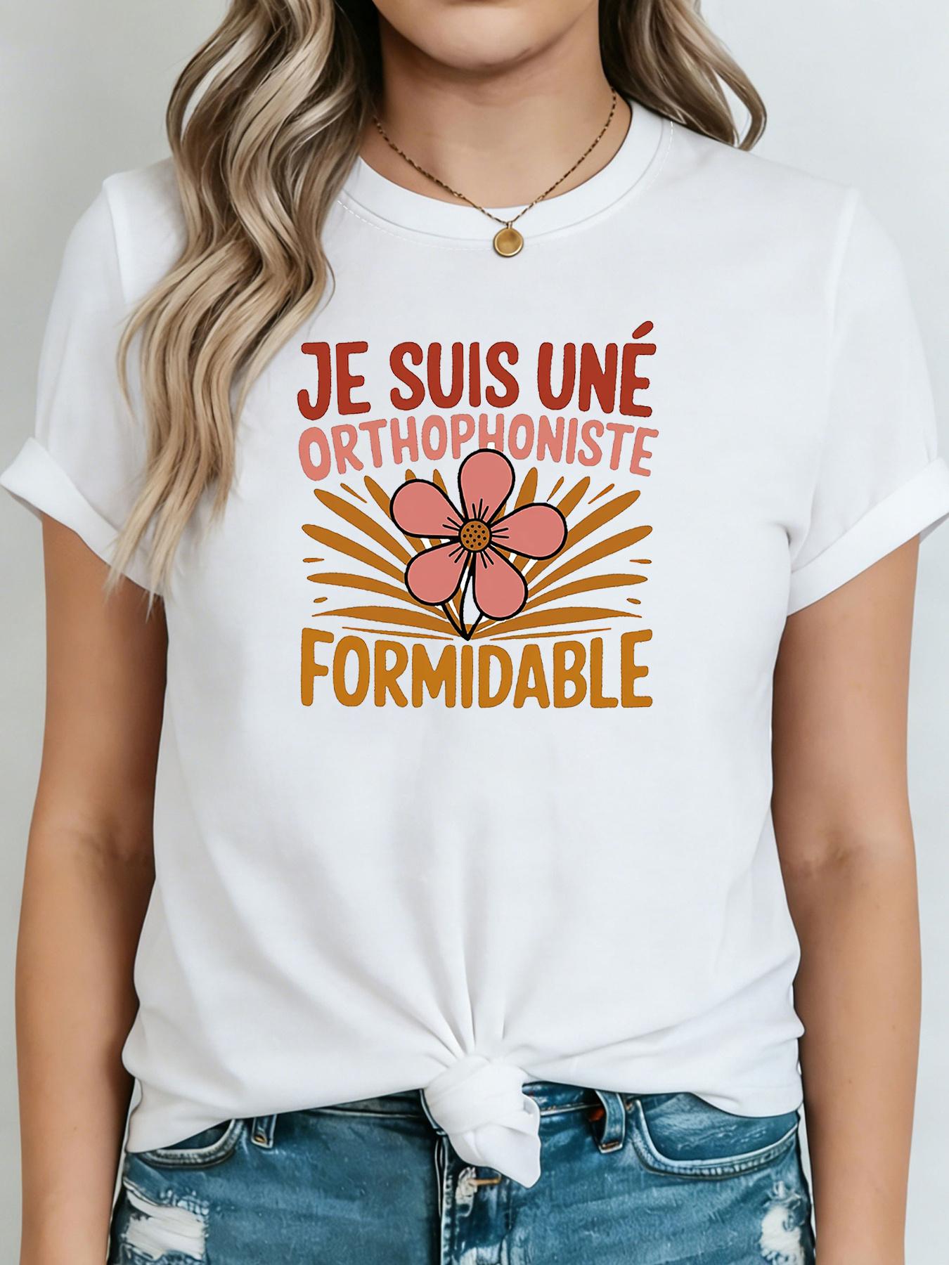 Women s French JE SUIS UNE ORTHOPHONISTE FORMIDABLE T-Shirt - French Phonist Graphic Print Short Sleeve Crew Neck Top, 4XL білий
Women s French JE SUIS UNE ORTHOPHONISTE FORMIDABLE T-Shirt - French Phonist Graphic Print Short Sleeve Crew Neck Top, 4XL білий