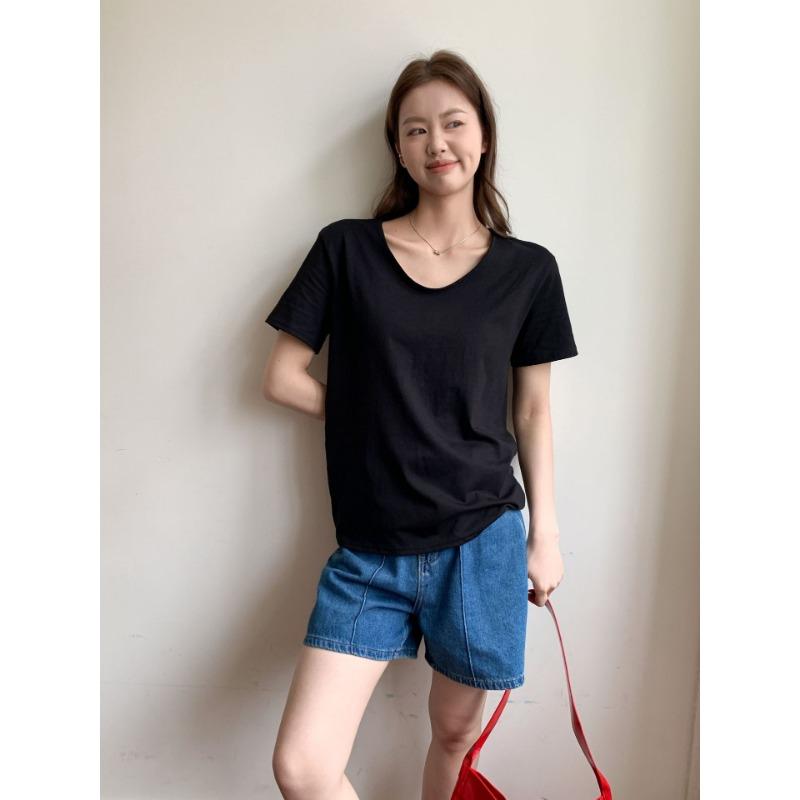 V-neck Short-sleeved T-shirt for Women Loose Pure Cotton Korean Summer New Solid Color Base Shirt Underwear XL чёрный
V-neck Short-sleeved T-shirt for Women Loose Pure Cotton Korean Summer New Solid Color Base Shirt Underwear XL чёрный