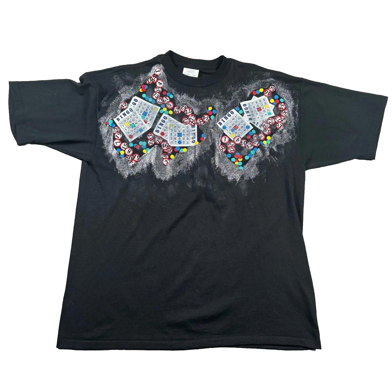 Bingo Shirt Adult XL Black Vintage 80s 90s Single Stitch Shorts Sleeve Glitter L
Bingo Shirt Adult XL Black Vintage 80s 90s Single Stitch Shorts Sleeve Glitter L