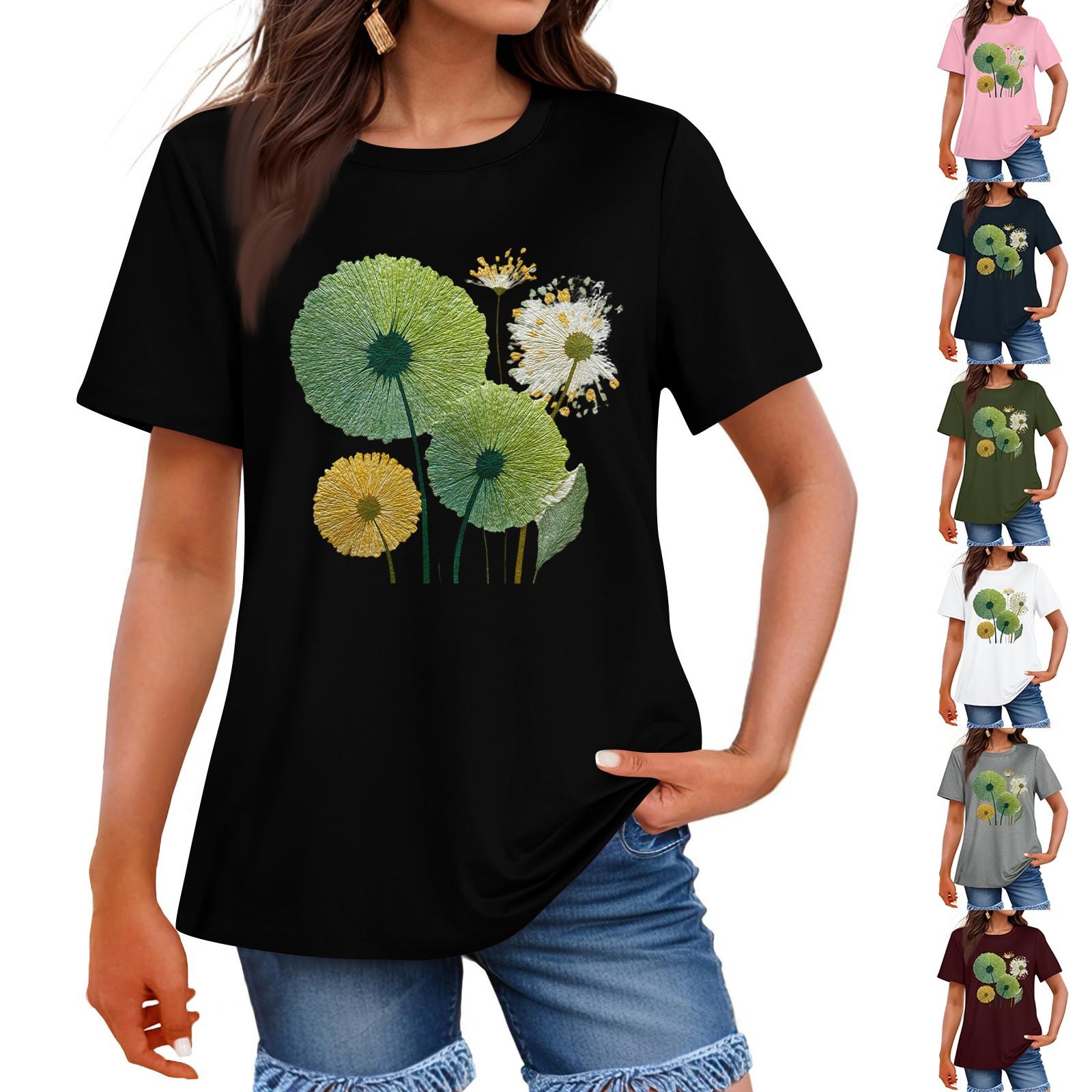 Ladies Loose Comfortable Casual Fashionable Plant Flower Printed Round Neck Short Sleeved Shirt XL
Ladies Loose Comfortable Casual Fashionable Plant Flower Printed Round Neck Short Sleeved Shirt XL