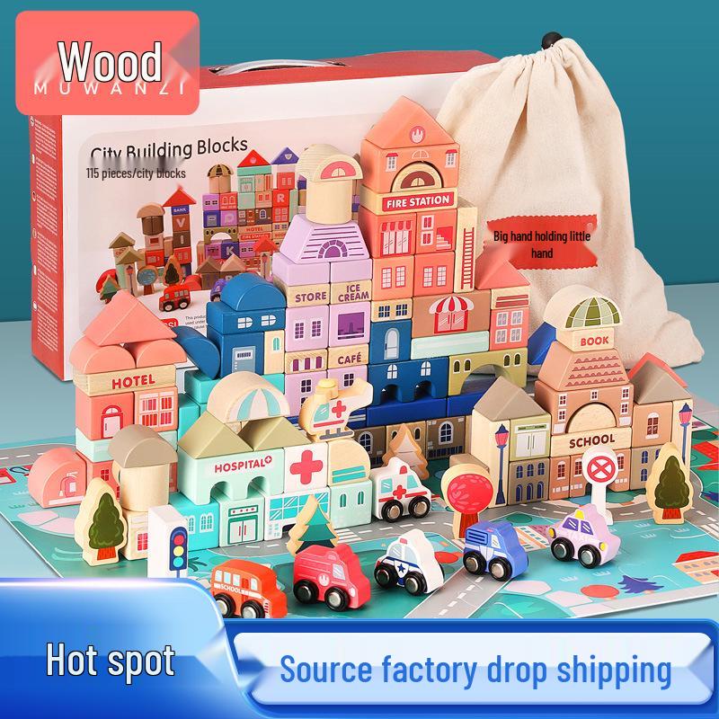 Children’s Wooden Building Blocks Set - 115 Pieces, Macaron City, Colorful and Educational Toys
Children’s Wooden Building Blocks Set - 115 Pieces, Macaron City, Colorful and Educational Toys