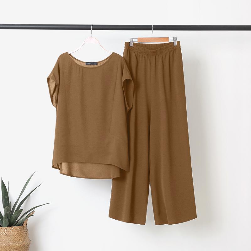 ZANZEA, летняя одежда, женская повседневная рубашка и брюки, комплект из двух предметов
ZANZEA, летняя одежда, женская повседневная рубашка и брюки, комплект из двух предметов