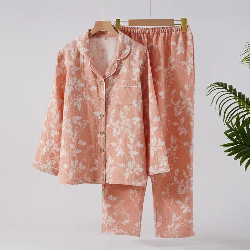 Новый женский пижамный комплект 2025 года для весны и осени, 100% хлопок, жаккард из марли, с длинным рукавом и длинными брюками, свободная домашняя одежда, комплект из двух предметов L
Новый женский пижамный комплект 2025 года для весны и осени, 100% хлопок, жаккард из марли, с длинным рукавом и длинными брюками, свободная домашняя одежда, комплект из двух предметов L