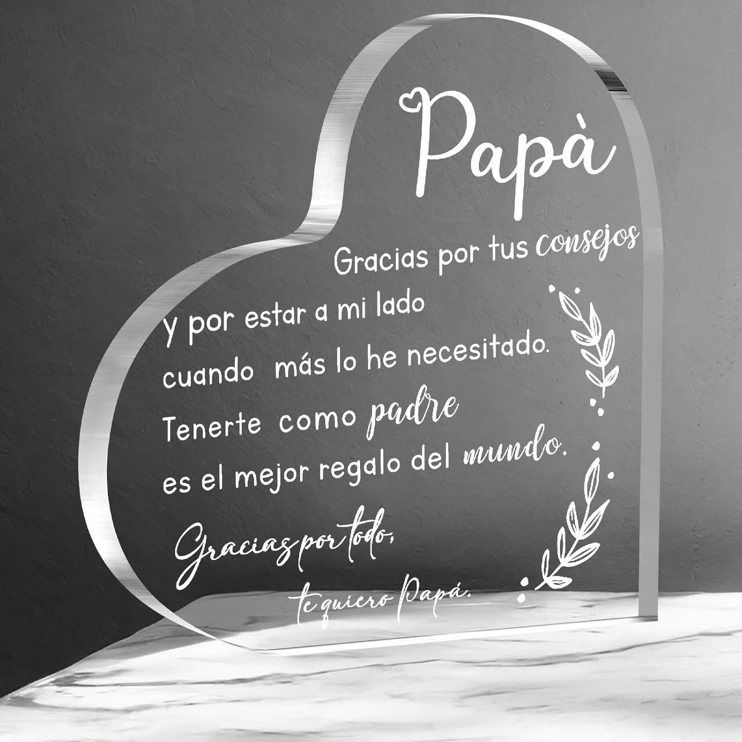 Heart-Shaped Acrylic Father S Day Thank You Sign - Papa with Floral Design, Spanish Message of Gratitude, Perfect for Birthdays, Christmas, and Fat 10*10cm
Heart-Shaped Acrylic Father S Day Thank You Sign - Papa with Floral Design, Spanish Message of Gratitude, Perfect for Birthdays, Christmas, and Fat 10*10cm