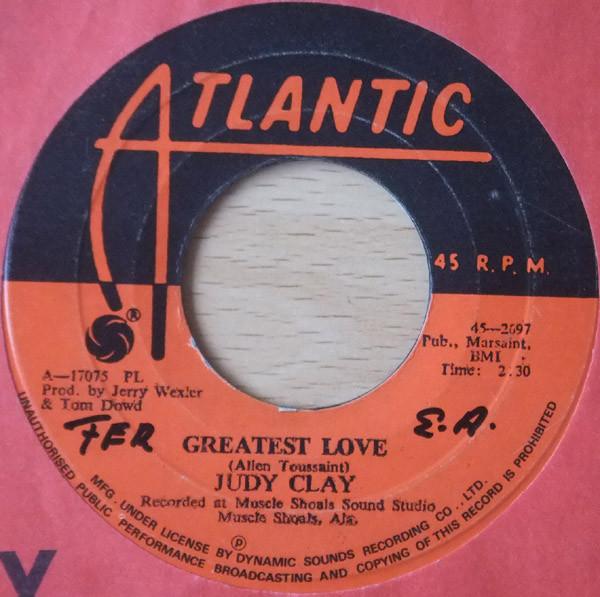 7inch Record JUDY CLAY Greatest Love 452697 Atlantic Jamaica SoulFunk Used
7inch Record JUDY CLAY Greatest Love 452697 Atlantic Jamaica SoulFunk Used