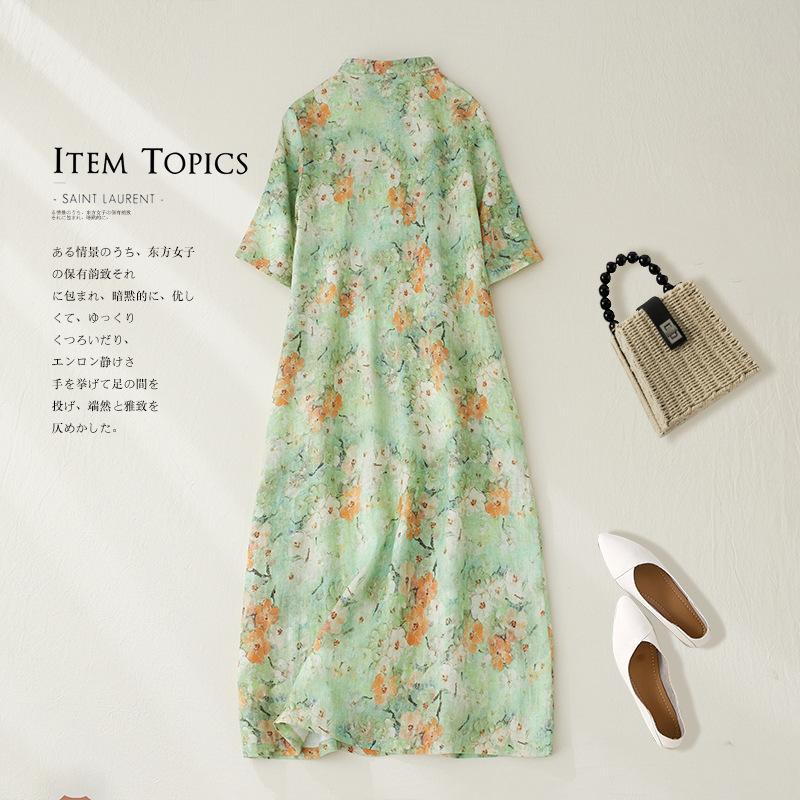 Summer new fresh cotton and linen printed dress women s loose and thin stand-up collar five-quarter sleeve floral long skirt 2XL
Summer new fresh cotton and linen printed dress women s loose and thin stand-up collar five-quarter sleeve floral long skirt 2XL