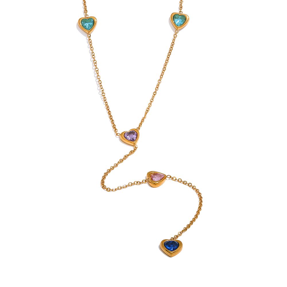 Yhpup Delicate Colorful Cubic Zirconia Heart Chain Chic Stainless Steel Daily Bib Necklace Luxury Fashion Jewelry Party Gift
Yhpup Delicate Colorful Cubic Zirconia Heart Chain Chic Stainless Steel Daily Bib Necklace Luxury Fashion Jewelry Party Gift