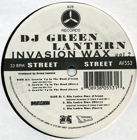 12inch Record DJ GREEN LANTERN - Invasion Wax Vol. 2 AV553 AV8 2005 US Rap & Hip-Hop/R&B Used
12inch Record DJ GREEN LANTERN - Invasion Wax Vol. 2 AV553 AV8 2005 US Rap & Hip-Hop/R&B Used