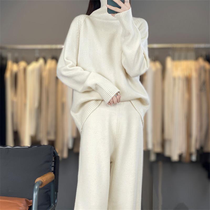 2026 Fall/Winter Pure Wool High-Neck Sweater & Wide-Leg Pants Set Small белый
2026 Fall/Winter Pure Wool High-Neck Sweater & Wide-Leg Pants Set Small белый