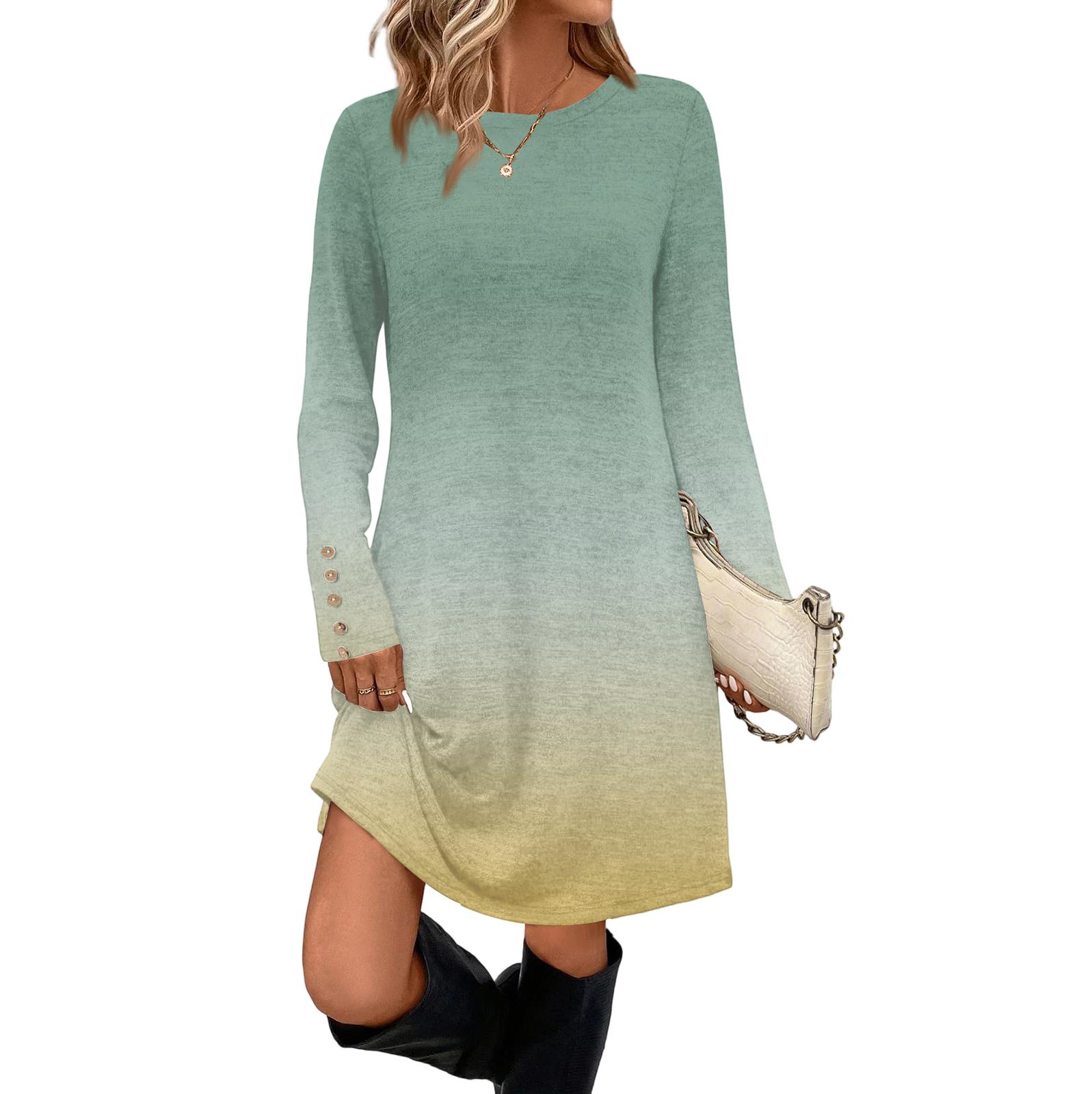 Женское модное повседневное платье с карманом, декоративными пуговицами, круглым вырезом и длинными рукавами L
Женское модное повседневное платье с карманом, декоративными пуговицами, круглым вырезом и длинными рукавами L