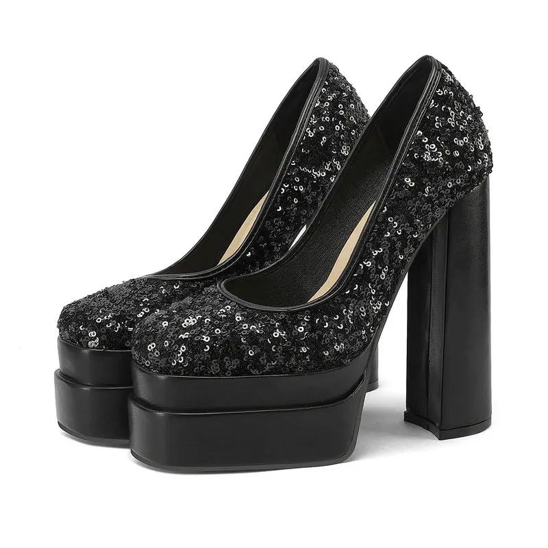 Sparkly Women Sequined Pumps Platform Dress Shoes Luxury Bling Chunky Block Heels For Prom Party Wedding 34 чёрный
Sparkly Women Sequined Pumps Platform Dress Shoes Luxury Bling Chunky Block Heels For Prom Party Wedding 34 чёрный