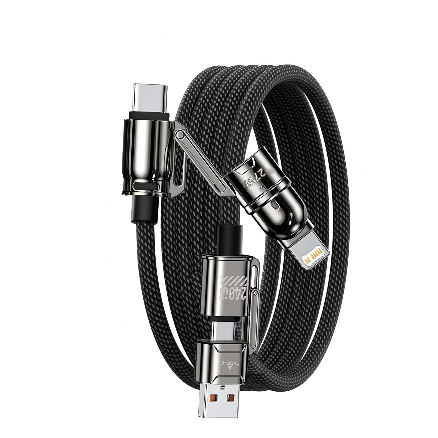2-to-2 Data Cable 240W Super Fast Charging Cables Zinc Alloy PD 4-in-1 Multi USB Type C to Lightning Type C for Phone Tablet 1m чёрный
2-to-2 Data Cable 240W Super Fast Charging Cables Zinc Alloy PD 4-in-1 Multi USB Type C to Lightning Type C for Phone Tablet 1m чёрный