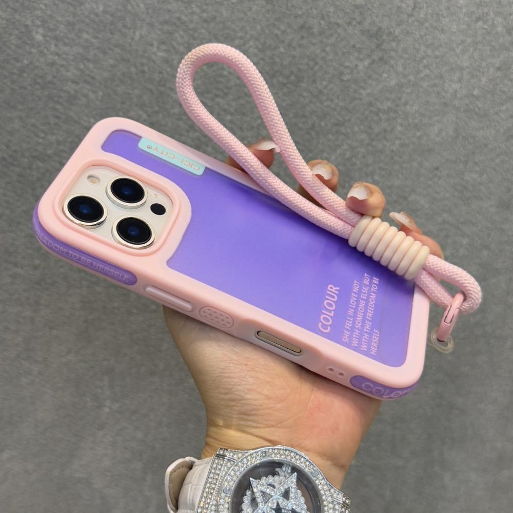 Candy Contrast Color Laser Wrist Strap Case For iPhone 14 15 16 Pro Max Frosted IMD Anti-Loss Cord Lanyard Soft Bumper Cover iPhone 15 Pro Max
Candy Contrast Color Laser Wrist Strap Case For iPhone 14 15 16 Pro Max Frosted IMD Anti-Loss Cord Lanyard Soft Bumper Cover iPhone 15 Pro Max
