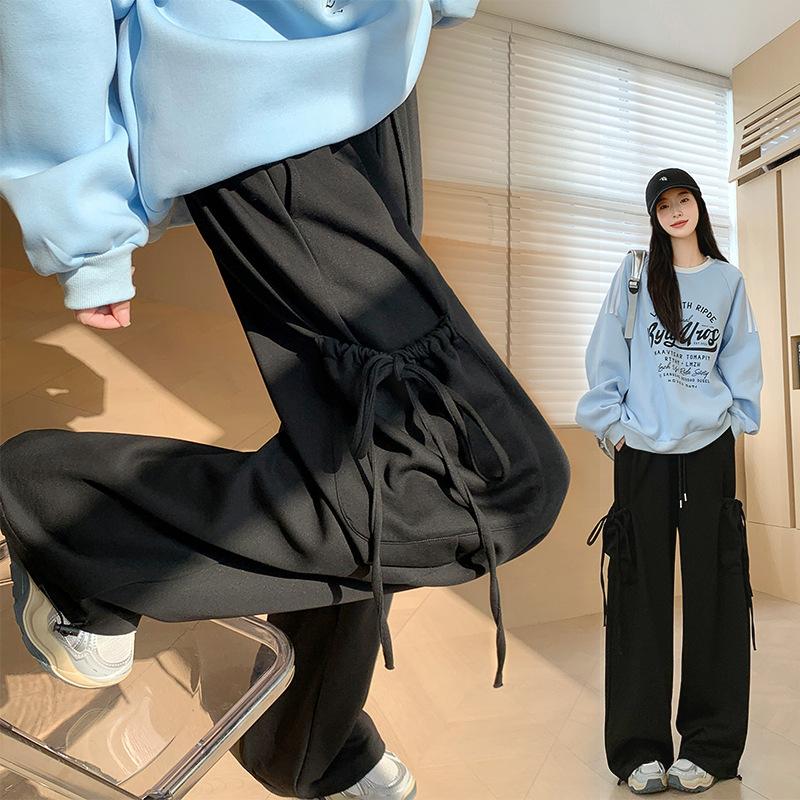 Wrinkled Lace Bow Straps Work Clothes Casual Pants Early Autumn Loose Slimming Design Wide-leg Sweatpants XL сірий
Wrinkled Lace Bow Straps Work Clothes Casual Pants Early Autumn Loose Slimming Design Wide-leg Sweatpants XL сірий
