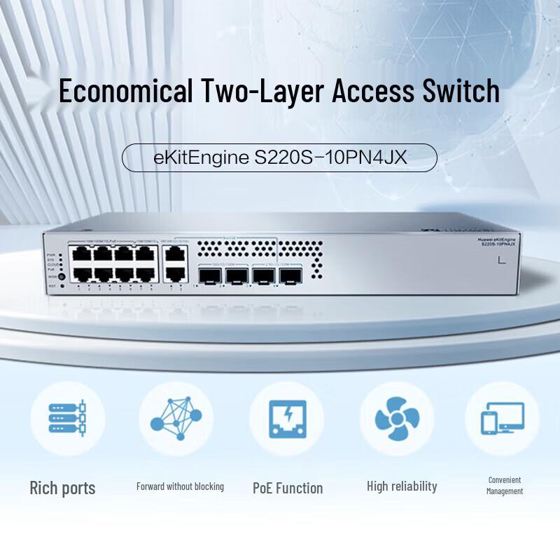 Huawei Kunling S220S Managed Multi-Gigabit PoE Switch
Huawei Kunling S220S Managed Multi-Gigabit PoE Switch