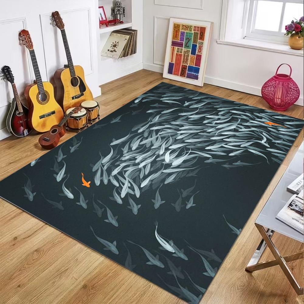 Deep Ocean Blue Gilded Texture Fish School Area Rug Stylish Shimmering Soft Floor Mat for Modern Living Rooms Home Leisure Areas 40cm x 60cm
Deep Ocean Blue Gilded Texture Fish School Area Rug Stylish Shimmering Soft Floor Mat for Modern Living Rooms Home Leisure Areas 40cm x 60cm