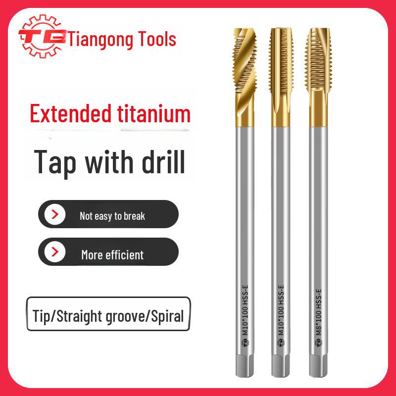 Tiangong Titanium-Plated High-Speed Steel Taps with Cobalt-Plated Straight Grooves for Stainless Steel. M2 straight groove 100
Tiangong Titanium-Plated High-Speed Steel Taps with Cobalt-Plated Straight Grooves for Stainless Steel. M2 straight groove 100