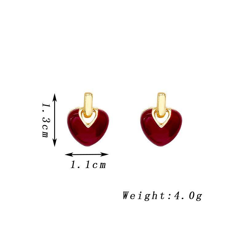 Wine Red Enamel Oil Heart Drop Earrings for Women Trendy Golden Color Geometry Dangle Earrings Party Cute Small Zircon
Wine Red Enamel Oil Heart Drop Earrings for Women Trendy Golden Color Geometry Dangle Earrings Party Cute Small Zircon