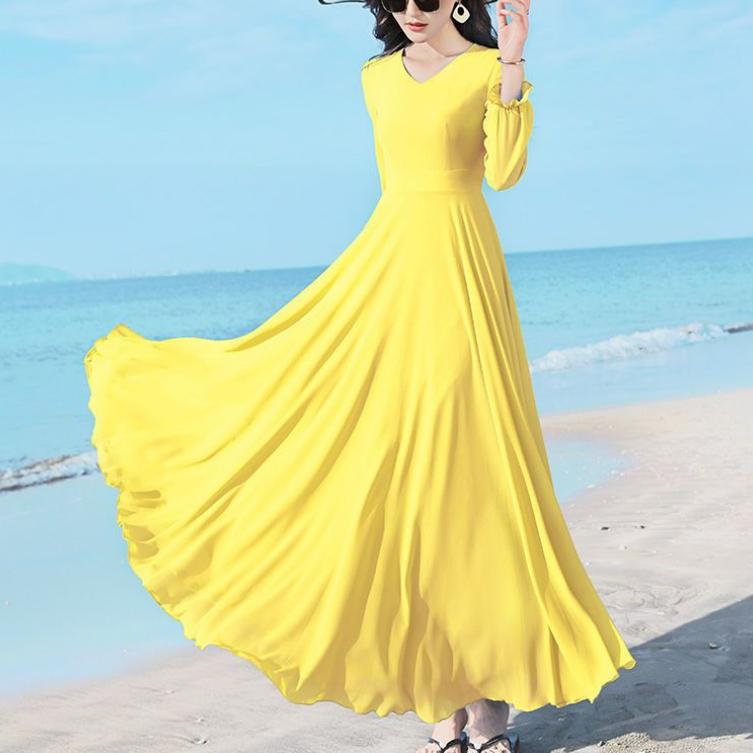 Летняя мода Новое корейское простое элегантное шифоновое платье средней длины Однотонное V-образный вырез Талия Молния Пэчворк Платья с рукавами-бабочками XL красный