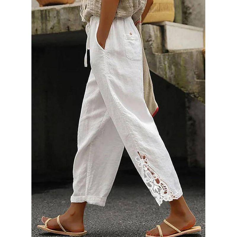 2025 Autumn Thin Casual Pants Amazon Fashion Lace Patchwork Design High Waist Drawstring Pocket Buttoned Cropped Pants White S
2025 Autumn Thin Casual Pants Amazon Fashion Lace Patchwork Design High Waist Drawstring Pocket Buttoned Cropped Pants White S