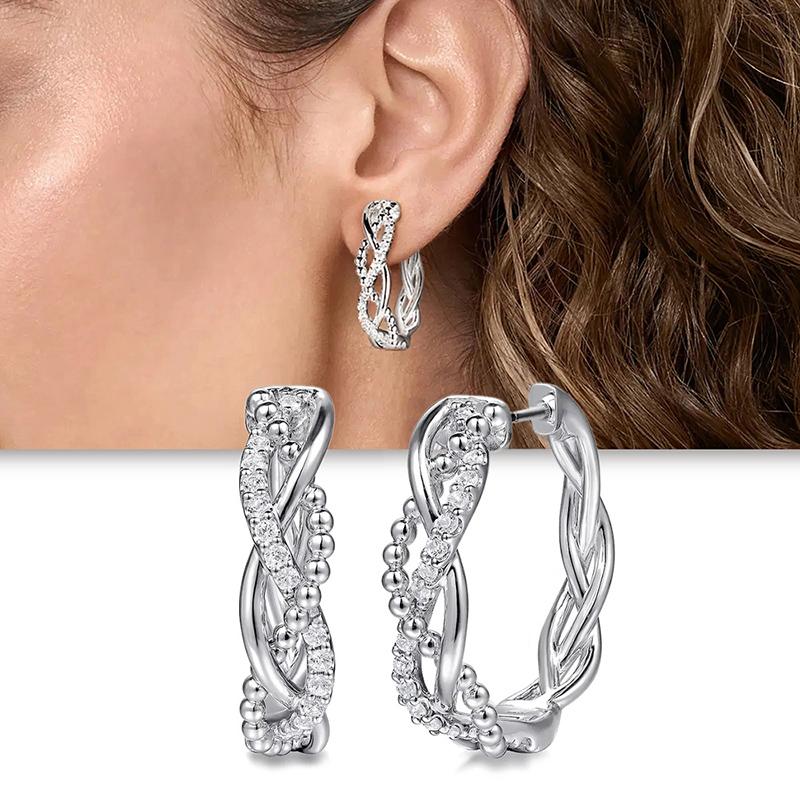 Huitan Copper Color Twist Design Hoop Earrings with Dazzling CZ Temperament Circle Earrings for Women Modern Fashionable Zircon
Huitan Copper Color Twist Design Hoop Earrings with Dazzling CZ Temperament Circle Earrings for Women Modern Fashionable Zircon