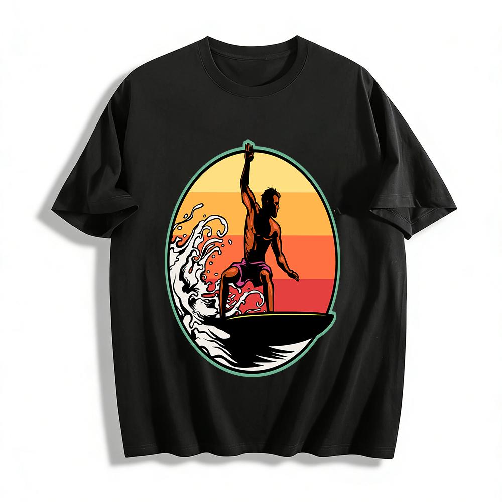 Vintage Sunset Surfer Graphic Print Short Sleeve T-Shirt Pure cotton T-shirt XXS
Vintage Sunset Surfer Graphic Print Short Sleeve T-Shirt Pure cotton T-shirt XXS
