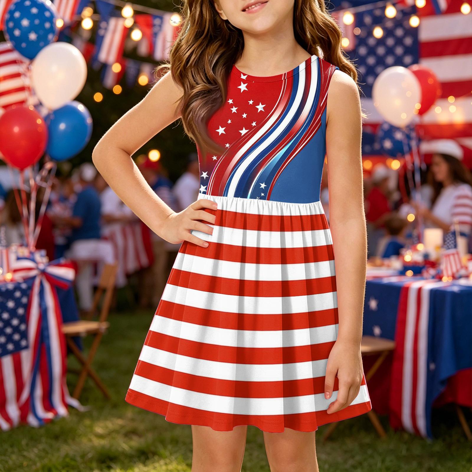Girls Sleeveless Dress Independence Day Patchwork Stars Stripes Sleeveless A-Line Dress Casual Summer Outfit for Kids 150 червоний
Girls Sleeveless Dress Independence Day Patchwork Stars Stripes Sleeveless A-Line Dress Casual Summer Outfit for Kids 150 червоний