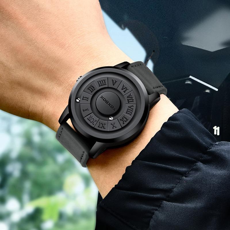 Мужские часы Creative Scrolling Pointer Magnetic Force Quartz Wristwatch Genuine Leather Watch Man Relogio Masculino Box
Мужские часы Creative Scrolling Pointer Magnetic Force Quartz Wristwatch Genuine Leather Watch Man Relogio Masculino Box