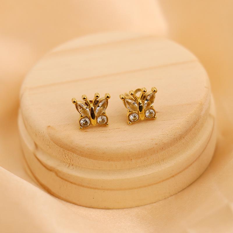 18K Gold-Plated Titanium Steel Butterfly Stud Earrings with Colorful Zirconia for Women 18K
18K Gold-Plated Titanium Steel Butterfly Stud Earrings with Colorful Zirconia for Women 18K
