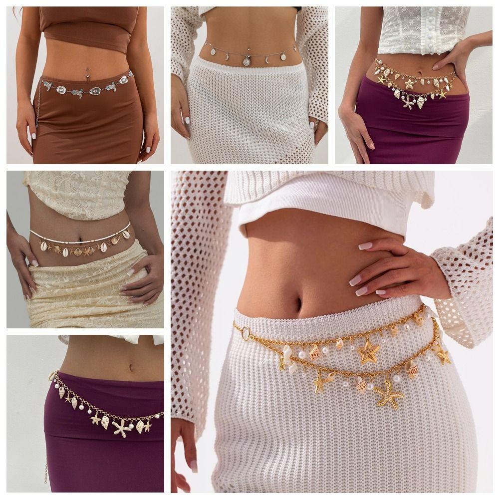 Bohemia Style Waistband Alloy Beach Shell Waist Chain Fashion Body Chain Women E 
Bohemia Style Waistband Alloy Beach Shell Waist Chain Fashion Body Chain Women E