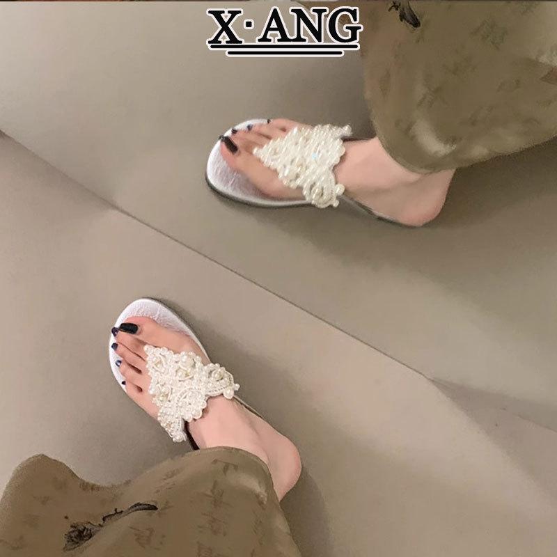 Sheepskin version of rhinestone pearl toe flat bottom slippers female summer wear fairy style with skirt beach flip-flops 40
Sheepskin version of rhinestone pearl toe flat bottom slippers female summer wear fairy style with skirt beach flip-flops 40