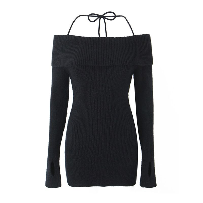 Leg Essence Online French Pure Desire Atmosphere off-Shoulder Shoulder-Baring Silm Slimming Knitted Halterneck Hip Bag Dress Black Finger Set M
Leg Essence Online French Pure Desire Atmosphere off-Shoulder Shoulder-Baring Silm Slimming Knitted Halterneck Hip Bag Dress Black Finger Set M