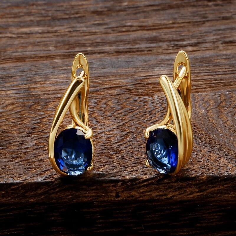 Huitan Noble Blue CZ Hoop Earrings for Lady Gold Color Fashion Contracted Design Women s Piercing Earrings Party Elegant
Huitan Noble Blue CZ Hoop Earrings for Lady Gold Color Fashion Contracted Design Women s Piercing Earrings Party Elegant