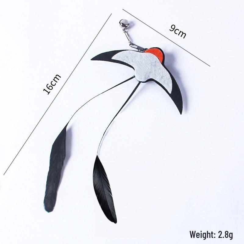 Little Swallow Cat Teaser: Feather & Steel Wire Replacement Head, Long Handle with Bell, Suction Cup.
Little Swallow Cat Teaser: Feather & Steel Wire Replacement Head, Long Handle with Bell, Suction Cup.