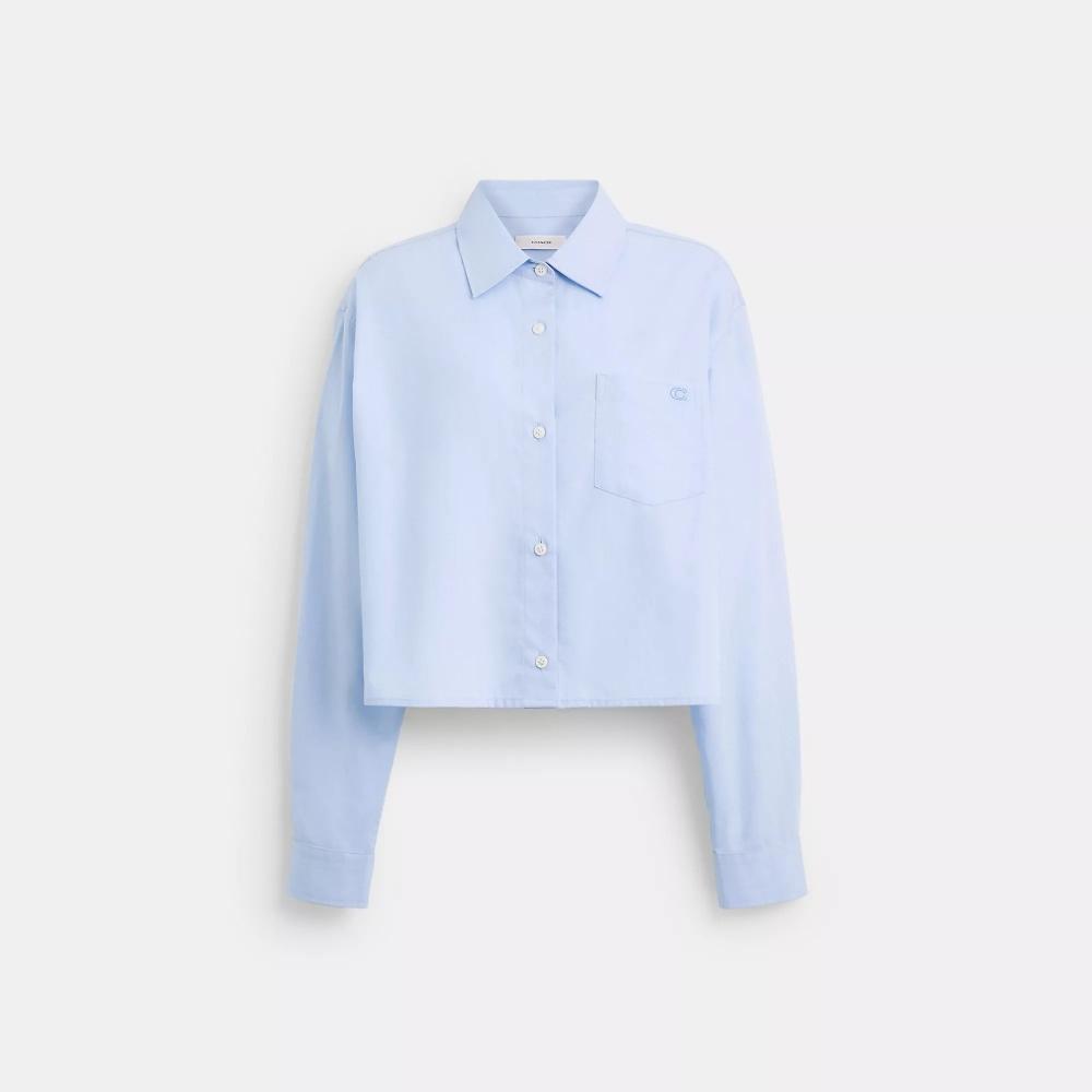 Coach Cropped PoplIn Shirt In Organic Cotton Sky XSmall 
Coach Cropped PoplIn Shirt In Organic Cotton Sky XSmall