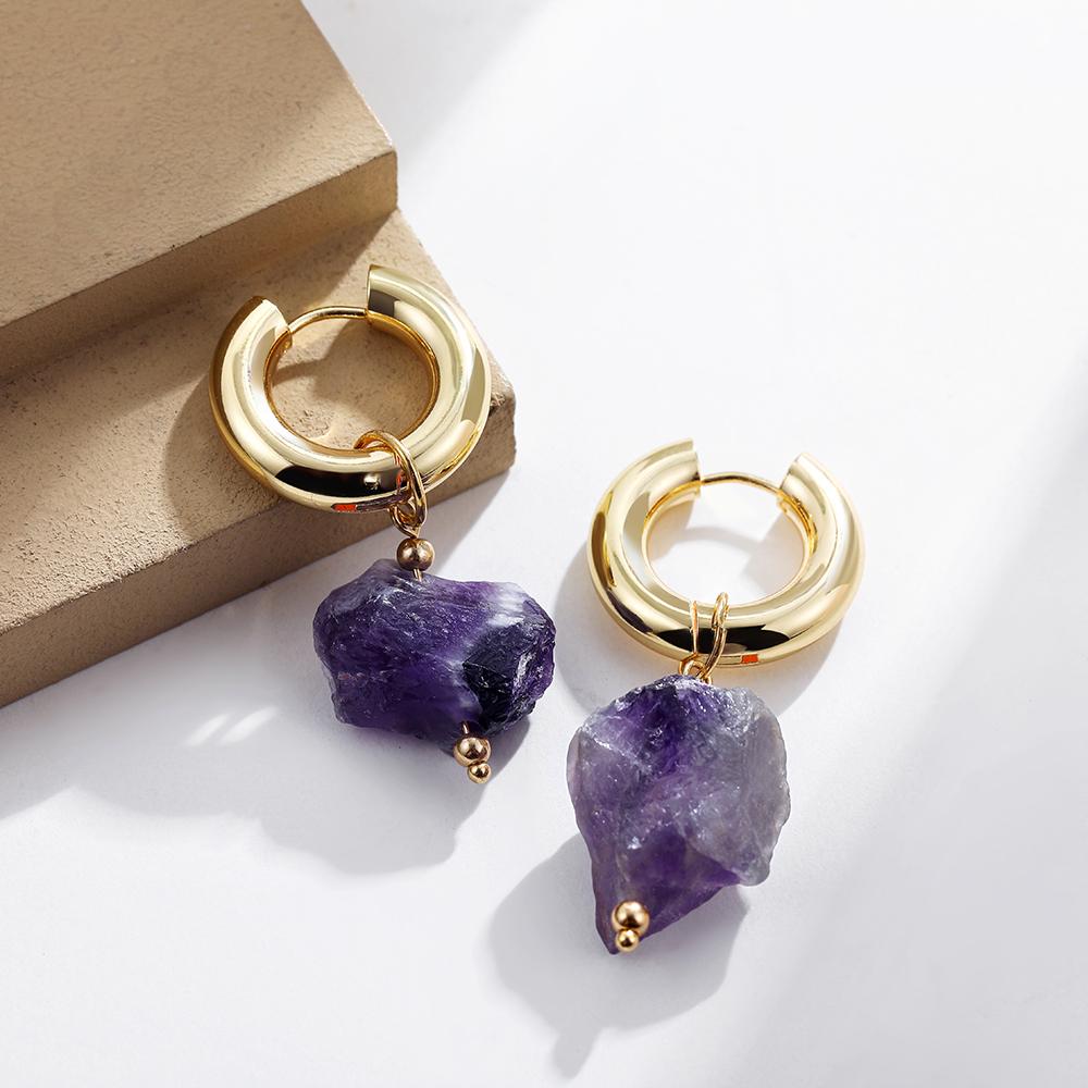 Irregular Clear Purple Natural Raw Stone Dangle Earrings for Women Classic Stainless Steel Ear Buckle Huggies Handmade Zircon
Irregular Clear Purple Natural Raw Stone Dangle Earrings for Women Classic Stainless Steel Ear Buckle Huggies Handmade Zircon