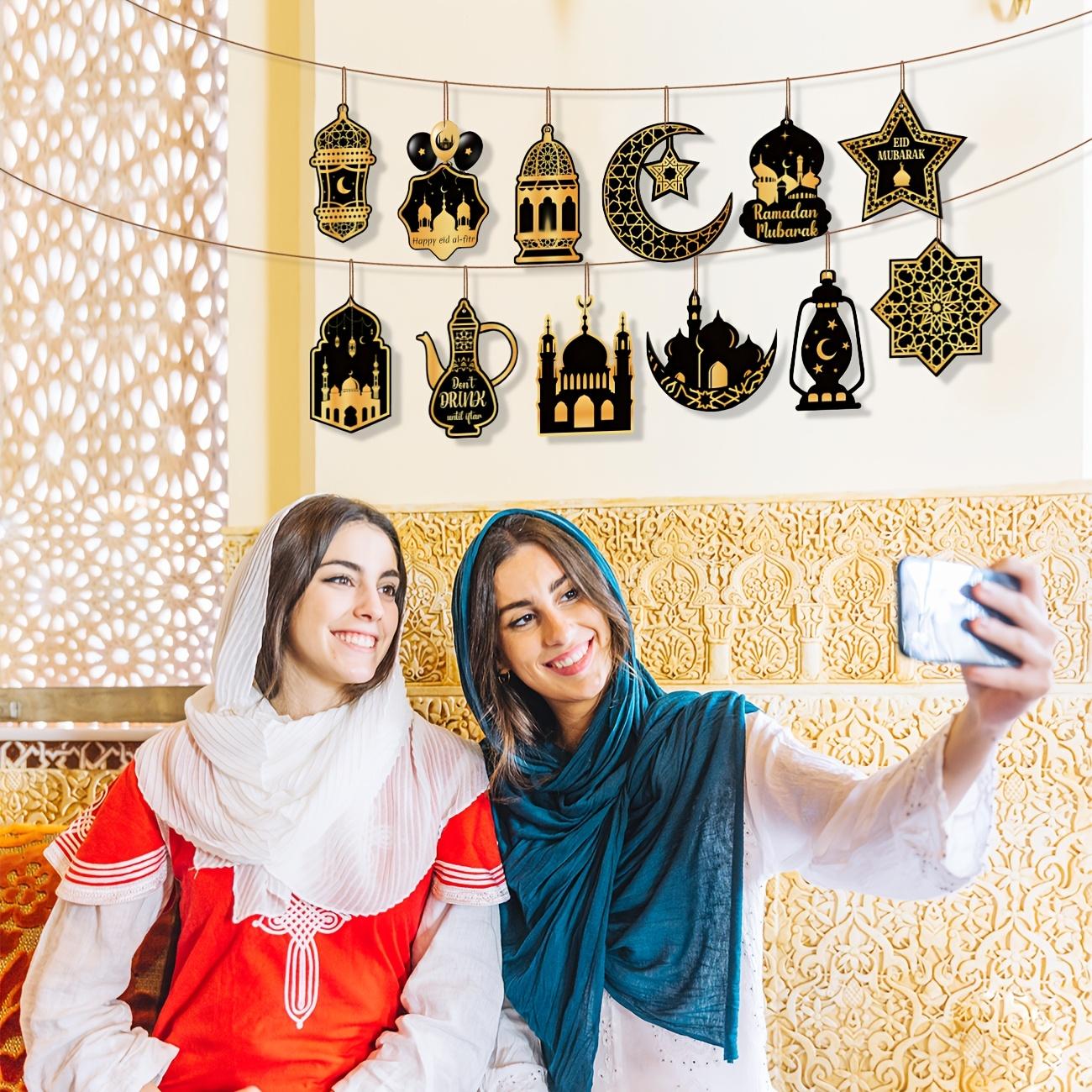 24pcs Ramadan Eid Mubarak Hanging Ornaments, Black Golden Star Moon Lantern, Wooden Islamic Festival Decor, Eid Al-Fitr Home Wall Decorations 24 Pcs
24pcs Ramadan Eid Mubarak Hanging Ornaments, Black Golden Star Moon Lantern, Wooden Islamic Festival Decor, Eid Al-Fitr Home Wall Decorations 24 Pcs