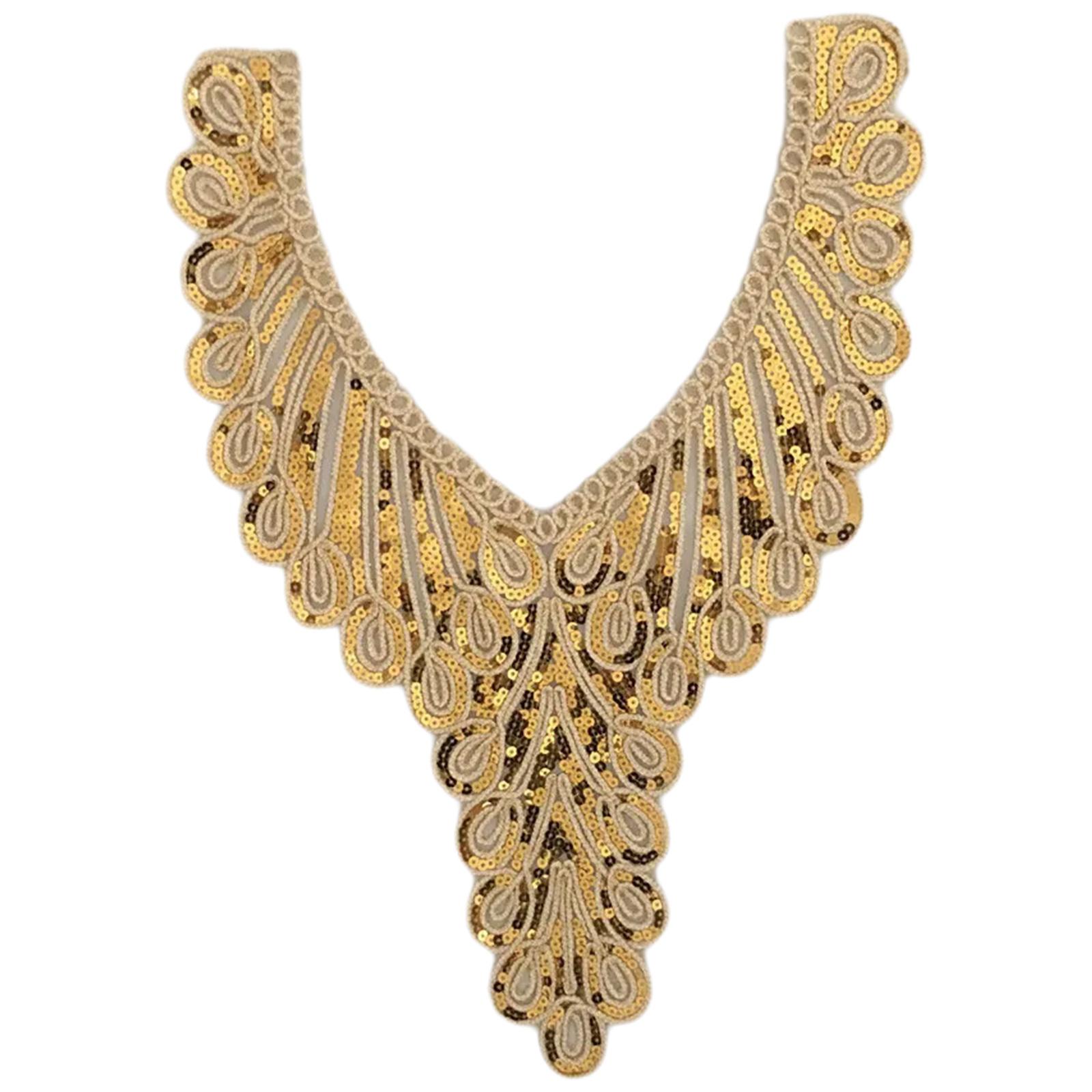 Ethnic Styles Embroidered Lace Collar Neckline Appliques with Sequins Sew On Patches for Parties and Weddings Dress R
Ethnic Styles Embroidered Lace Collar Neckline Appliques with Sequins Sew On Patches for Parties and Weddings Dress R