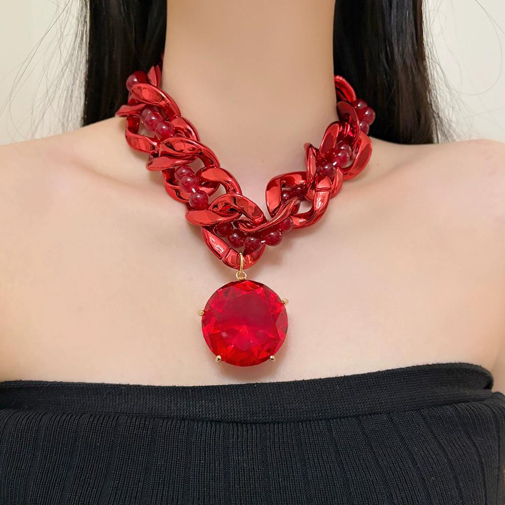Colorful Acrylic Beaded Thick Chain Necklace For Women Retro Large Gemstone Pendant Collarbone Chain Neck Chain Fashion Jewelry Other
Colorful Acrylic Beaded Thick Chain Necklace For Women Retro Large Gemstone Pendant Collarbone Chain Neck Chain Fashion Jewelry Other