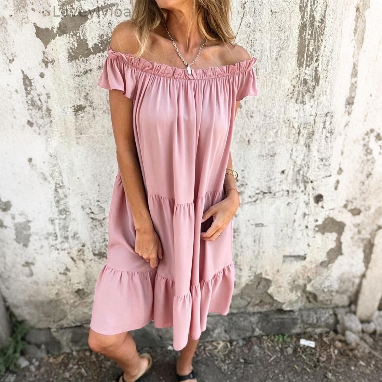 Women Bohemian Patchwork Off Shoulder Ruffle Short Sleeve Dress Casual Loose Fit Summer Beachwear S розовый
Women Bohemian Patchwork Off Shoulder Ruffle Short Sleeve Dress Casual Loose Fit Summer Beachwear S розовый