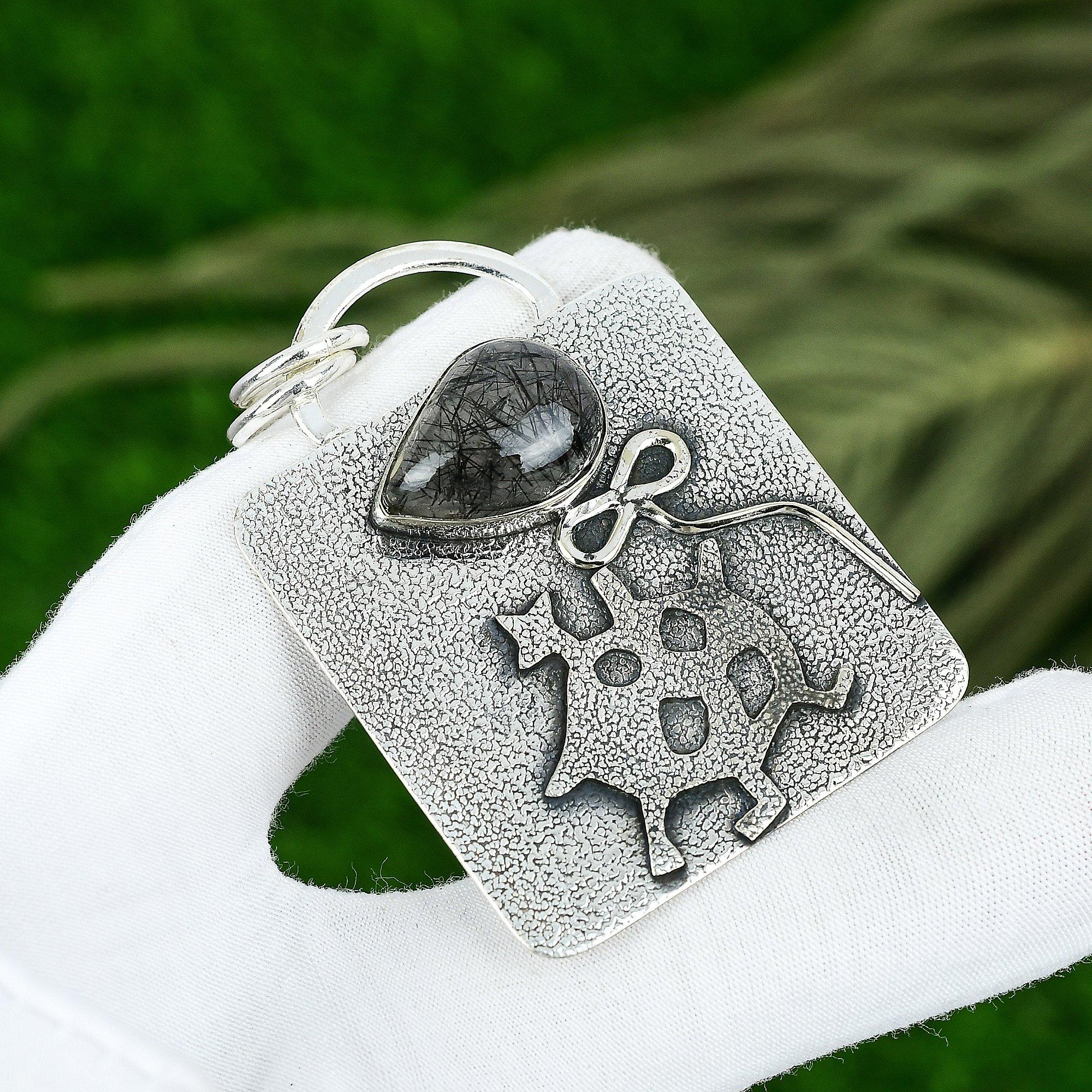 Friendship Day Deal 925 Sterling Silver Black Rutile Gemstone Pendant Jewelry
Friendship Day Deal 925 Sterling Silver Black Rutile Gemstone Pendant Jewelry