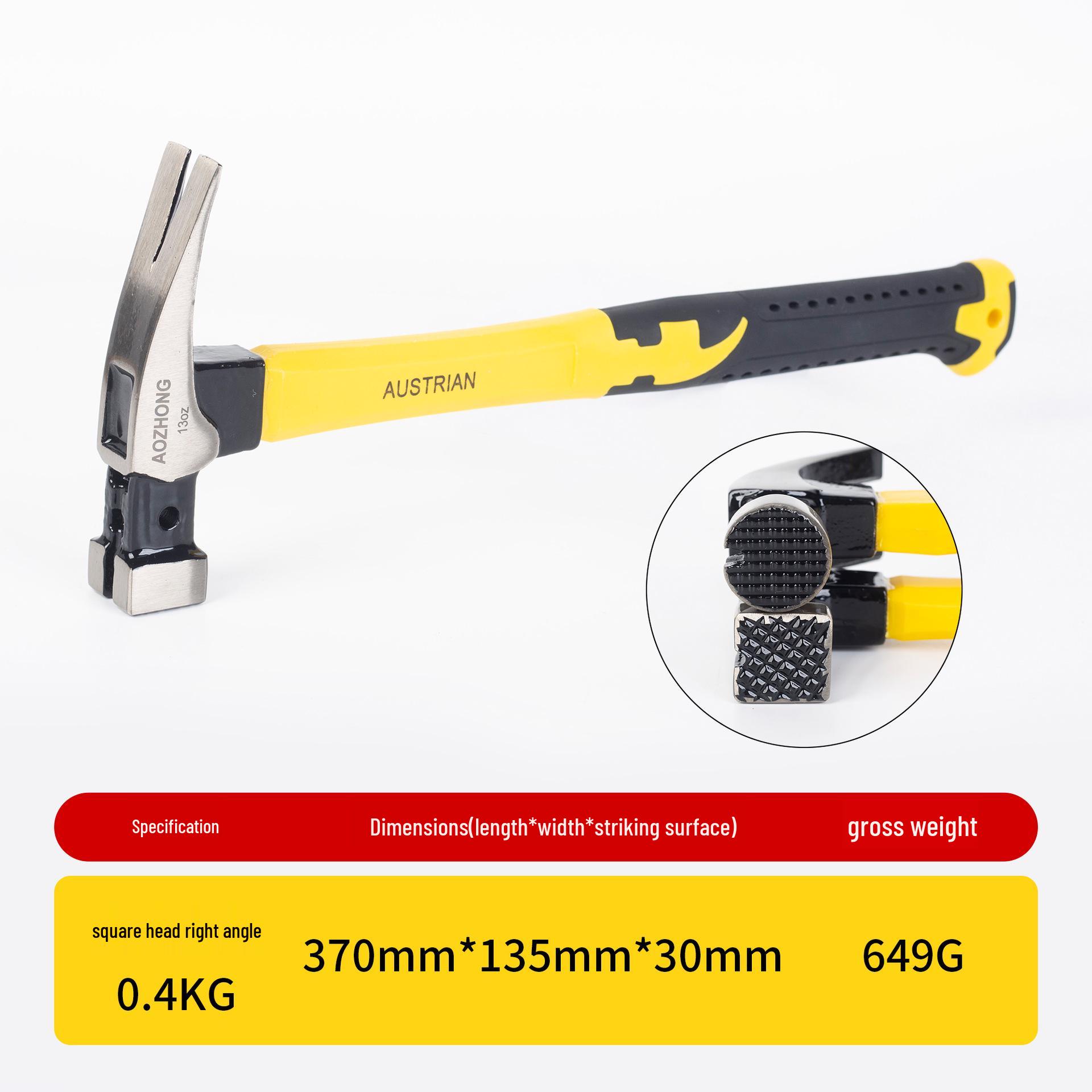 Aozhong Fiberglass Handle Claw Mallet, Iron Hand Hammer for Construction, Household Use, 8 Taels, 1 Catty.
Aozhong Fiberglass Handle Claw Mallet, Iron Hand Hammer for Construction, Household Use, 8 Taels, 1 Catty.