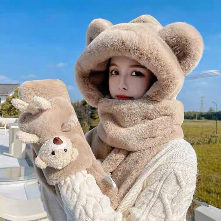 Little Bear Winter Hat & Ear Muffs Set: Cute Plush Hood with Gloves & Scarf 3-Piece for Kids
Little Bear Winter Hat & Ear Muffs Set: Cute Plush Hood with Gloves & Scarf 3-Piece for Kids