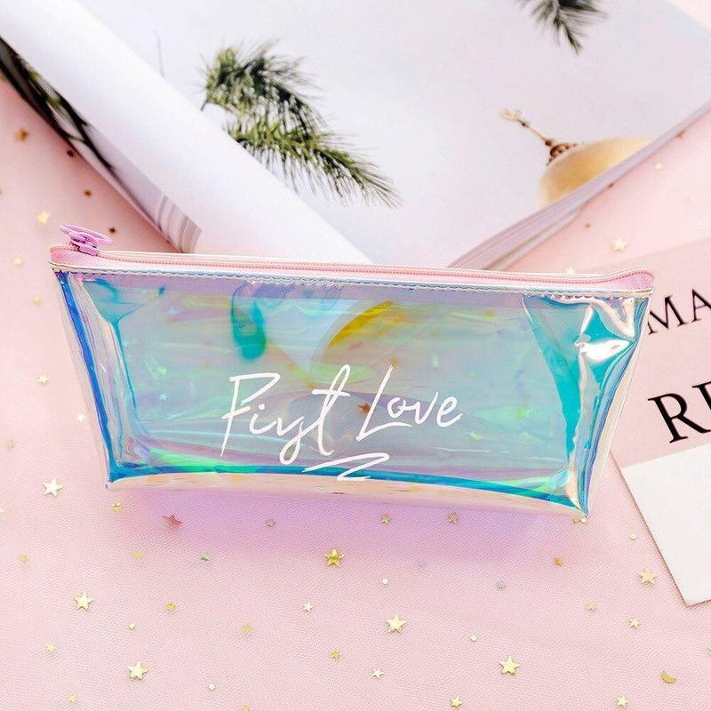 Пенал Контейнер-Органайзер Лазерный Красочный Прозрачный Желейный Мешок Школьные Поставки оранжевый